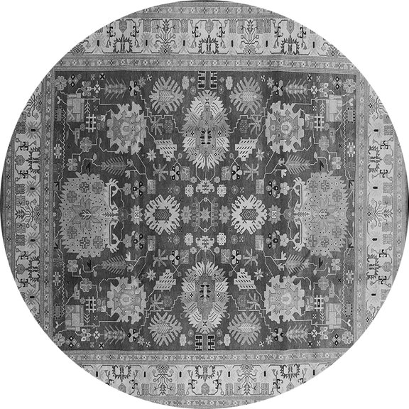 Ahgly Company Indoor Round Oriental Gray Industrial Area Rugs, 3' Round