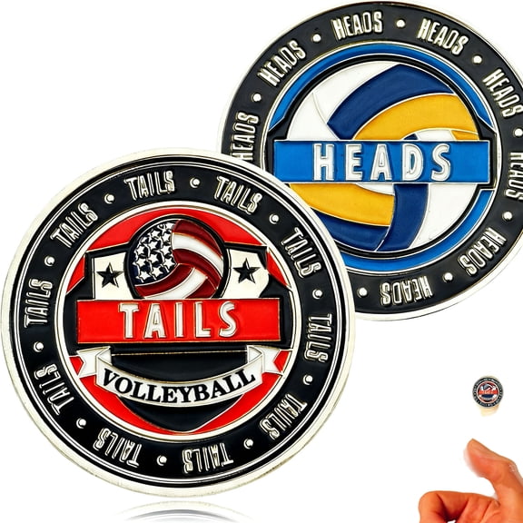 Volleyball Coin Tosser - Heads and Tails Sports Coins for Coin Tossing - Volleyball Referee Equipment, Portable Sports Coins for Referee Training Competition Referee Equipment Accessories, 1.57 Inch