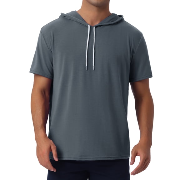 INSPIRE CHIC Hoodie t Shirt for Men's Hoodies Short Sleeve Athletic Workout Pullover Drawstring Hooded T-Shirts S Dark Gray