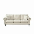 thumbnail image 6 of Newest 86" Modern 3-Seater Sofa with Rolled Arms,Chenille Upholstered Couch with Wood Legs , Nailhead Trim for Living Room, Apartment,Beige, 6 of 9