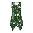 thumbnail image 4 of FUIALDOLG Green Leaf Dress for Women St Patrick Day Costume Lady Crew Neck Sleeveless Dress Irregular Hem Pleated Swing A Line Sundress for Party,2XL, 4 of 7