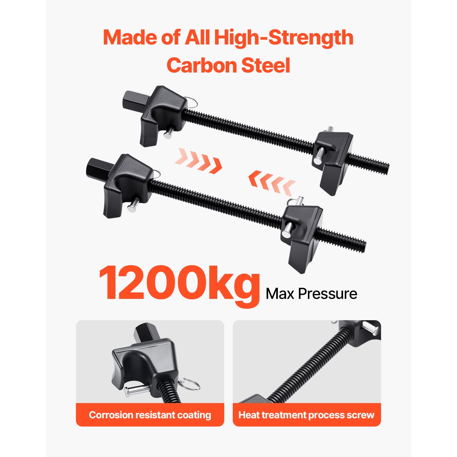 KFFKFF Strut Spring Compressor, Set of 2, Durable Coil Spring Tool with 10.4-Inch (256 mm) Range, Compatible with 0.86-Inch (22 mm) Hex Sockets, Suitable for Cars, Trucks, and Motorcycles, Black