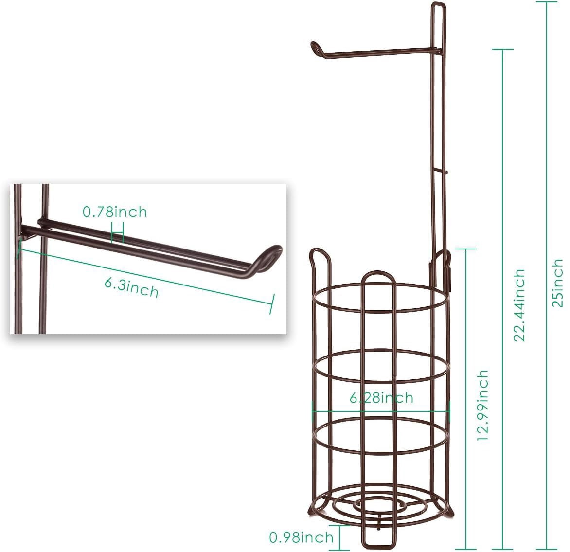 Toilet Paper Holder Toilet Paper Stand and Dispenser for 3 Spare Rolls Metal Wire Free-Standing Toilet Tissue Paper Roll Storage Shelf Bathroom Accessories Storage Organizer Black