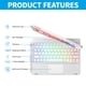 thumbnail image 3 of Teclado BT giratorio de 360 grados para teclado y ratón inalámbricos recargables con retroiluminación de 7 colores para ipad 10., 3 of 8