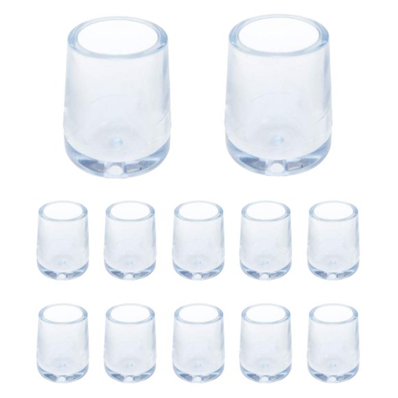 Semetall 12 Pcs 12mm Inner Diameter Silicone Chair Leg Caps Floor Protectors Round Furniture Table Feet Covers,Preventing Scratches and Noise (Transparent)