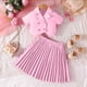 thumbnail image 4 of Conjunto de falda y top para niña, conjunto de dos piezas con falda plisada, top de manga corta y media falda para niño, ropa de abrigo y falda, ropa infantil, top de poliéster para niño, 4 of 6