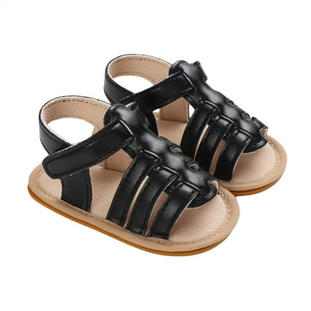 

JINSIJU Infant Baby Summer Sandals Solid Color/Leopard Print Open Toe Non-Slip Casual Breathable Leather Shoes