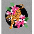 thumbnail image 2 of Natural World Tiger & Flowers Heather Gray Adult Long Sleeve Hoodie-Medium, 2 of 3