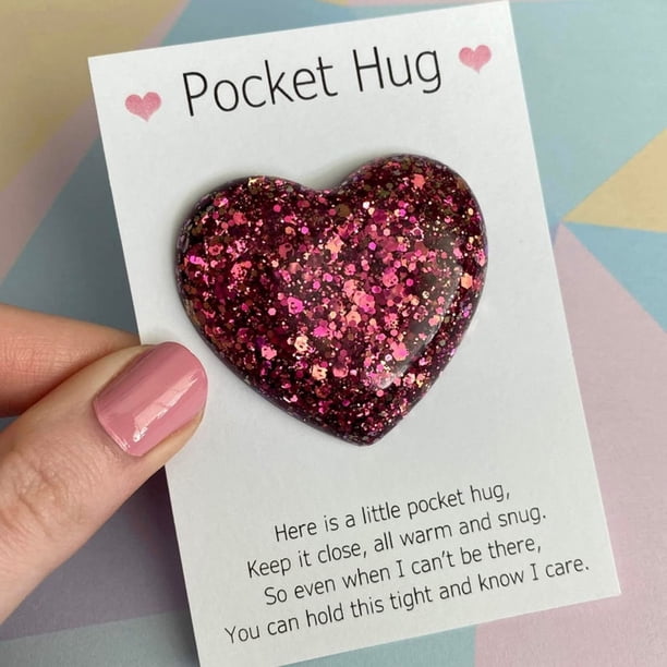 Regalo de corazón de bolsillo, token de amor de corazón abrazado D 4#