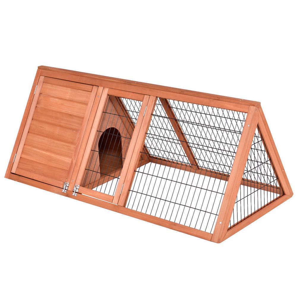 Wooden Chicken Coop A-Frame Rabbit Hutch Cage Small Animal Pet House Run Outdoor 
