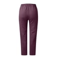 thumbnail image 4 of BJUTIR Womens Casual Pants Comfortable Fashion Solid Color Cotton Linen Pocket Draw String Casual Cargo Pants, 4 of 7