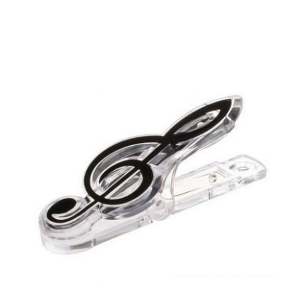 Paquete de 5 clips para notas musicales, clips para música, soporte para páginas, clips para hojas de plástico, clips para libros, marcapáginas, clips de papelería (multicolor transparente)
