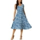 thumbnail image 1 of INSPIRAR CHIC Vestido de verano bohemio para mujer, vestido midi casual con escote en V y estampado floral, azul XL, 1 of 6