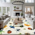 thumbnail image 3 of Area Rug for Living Room, Spring Butterfly Dragonfly Non-Slip Indoor Large Carpet for Bedroom/Dining Room, Beige Botanical Floral Rustic Washable Low-Profile Rectangle Floor Runner Rugs - 5 x 7 Ft, 3 of 8
