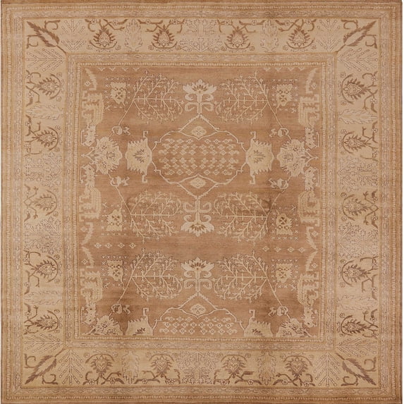 Ahgly Company Indoor Square Mid-Century Modern Brown Sand Brown Oriental Area Rugs, 8' Square
