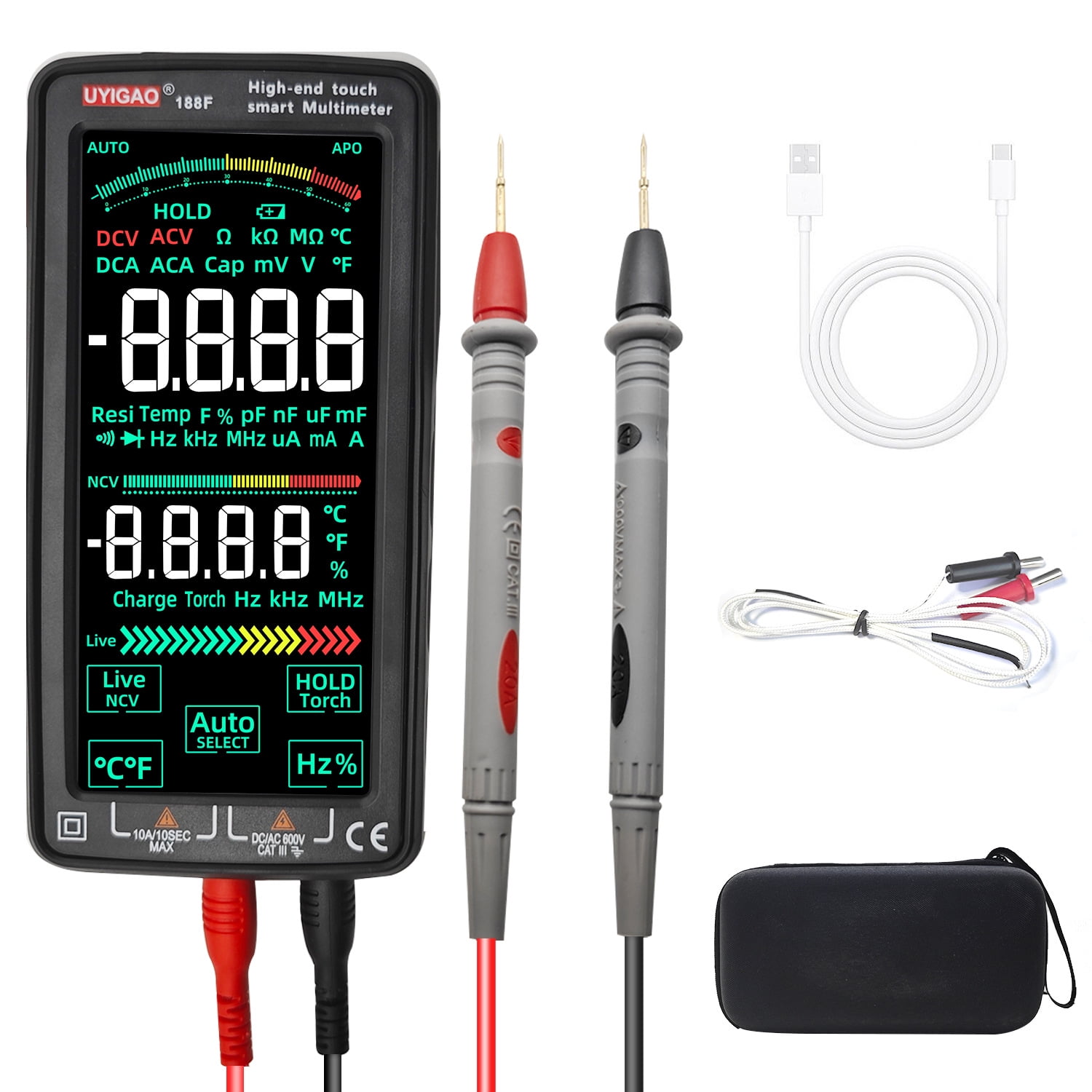 Digital Multimeter, Voltmeter with Auto-Ranging & Rechargeable, DC