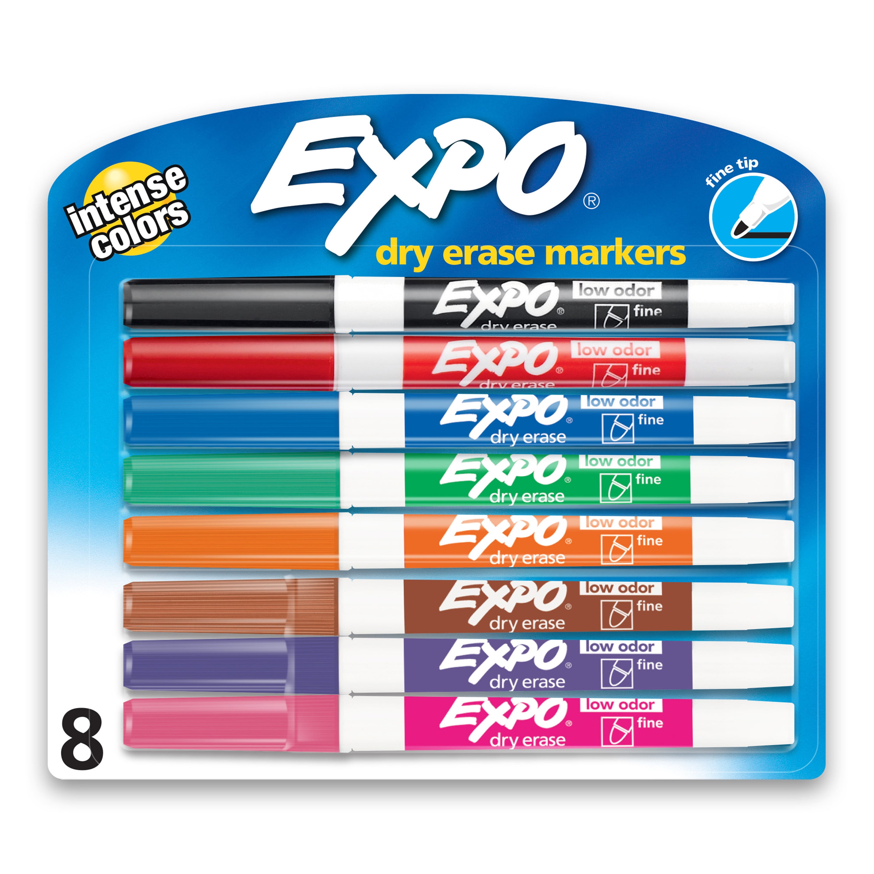 Borrow Can withstand be quiet Expo Low Odor Dry Erase Markers, Fine Tip, Assorted, 8 Count - Walmart.com