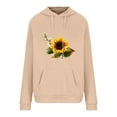 thumbnail image 3 of CALAFEBILA Womens Pullover Hoodies Sunflower Print With Pocket Drawstring Crewneck Sweatshirts for Women, 3 of 6