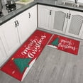 thumbnail image 3 of Christmas Kitchen Rug Set of 2 Non Slip Kitchen Mats for Floor,Merry Christmas Triangle Tree Kitchen Rugs and Mats for Bathroom,Room Cooking (47x17+30x17in), 3 of 6