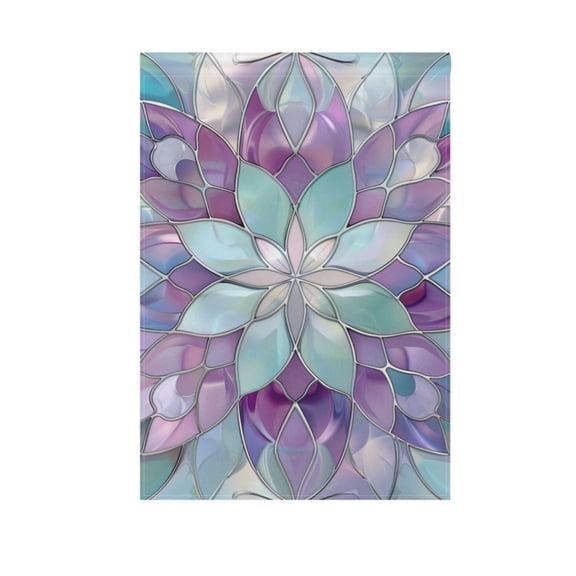 Violet Floral Stained Glass Garden Flag 12X18 Double Sided Yard Flags for Outside Outdoor All Seasonal Decoration