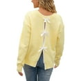 thumbnail image 3 of Duoif Women's Sweaters Women's Backless Knit Sweater with Bow Tie - Daily Pullover Fall Sweaters for Women Yellow XL, 3 of 9