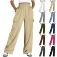 thumbnail image 2 of Utoimkio Wide Leg Cargo Sweatpants for Women Elastic Waisted Loose Jogger Pants for Women with Pockets, 2 of 5