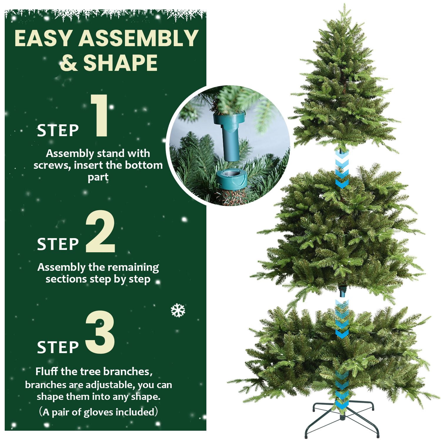 7ft Prelit Christmas Tree with Remote Control, Artificial Fake Christmas Tree with 340 Multi-Color LED Lights, 48 Color Modes, 2126 PE & PVC Mixed Branch Tips, Xmas Tree