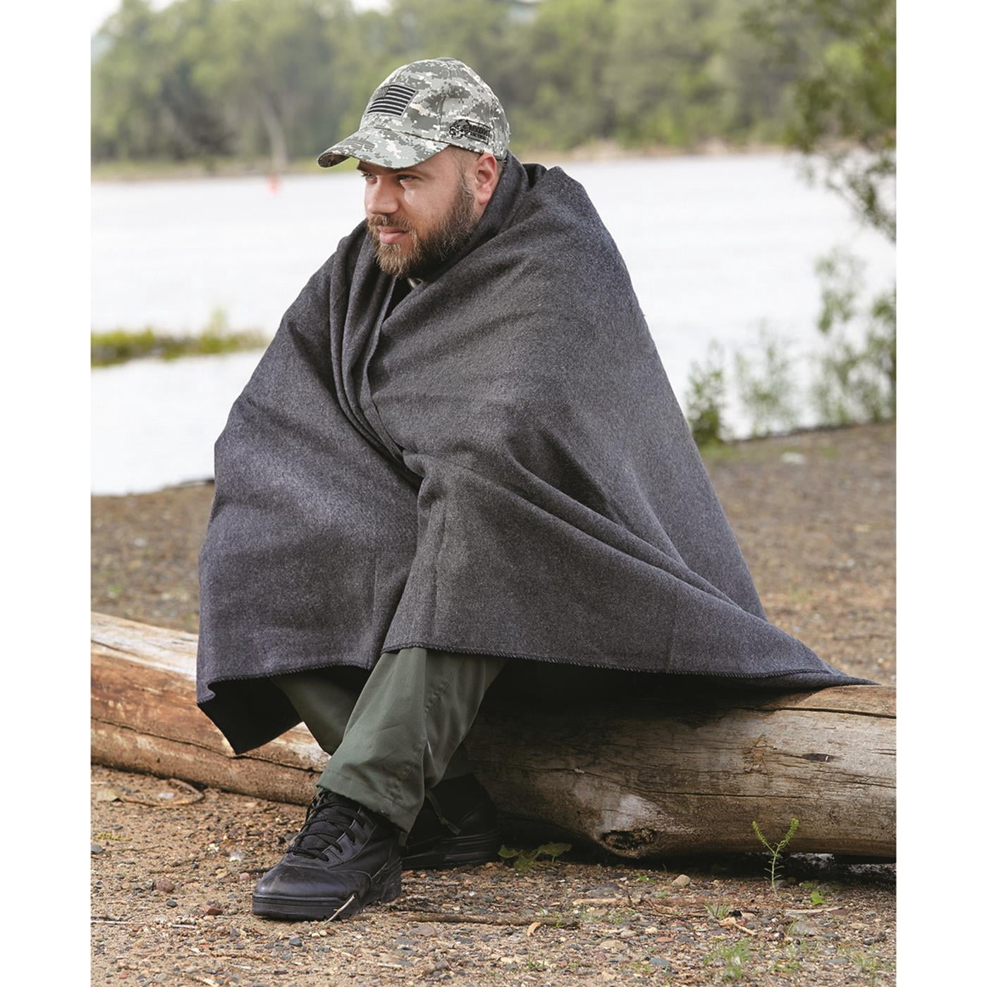 Army Navy Sales Blend Blanket Pack, 60x80 in, Wool, 4 Quantity, Gray
