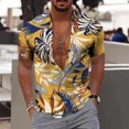 thumbnail image 1 of Men's Hawaiian coconut print Aloha button short sleeved shirt, 1 of 5