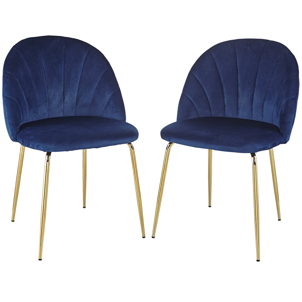 Kepooman Modern Blue Dining Chairs Set of 2, Chic Velvet Chairs with Golden Metal Legs and Padded Seat&Back at Home, Leisure Side Chairs for Makeup/Bedroom/Kitchen/Living Room/Cafe Kepooman Modern Blue Dining Chairs Set of 2, Chic Velvet Chairs with Golden Metal Legs and Padded Seat&Back at Home, Leisure Side Chairs for Makeup/Bedroom/Kitchen/Living Room/Cafe
