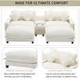 thumbnail image 5 of Sectional Sofa Couch with Two Movable Ottomans and 4 Pillows, Chenille Upholstered TV Sofa&Couch with Two USB Charging Ports and Cup Holders and Storage Box for Living Room Home Theater,Three Colors, 5 of 12