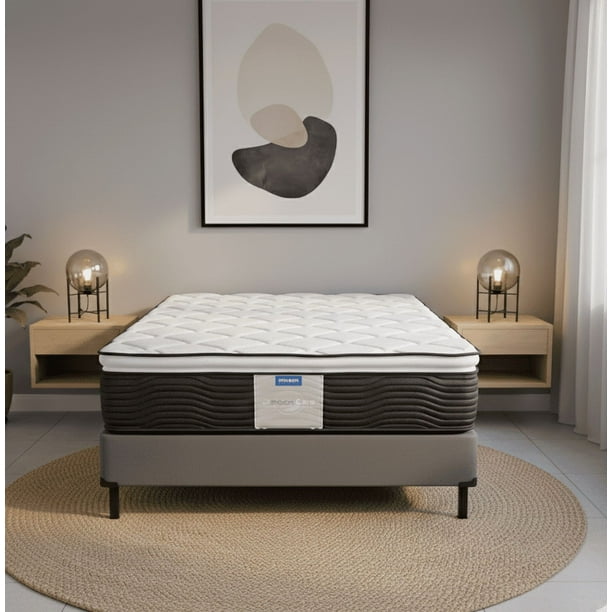 Colchon Matrimonial Restonic Ortopedico MoonCare + Box Tapiz Tela Gris Claro + 2 Almohadas Standart