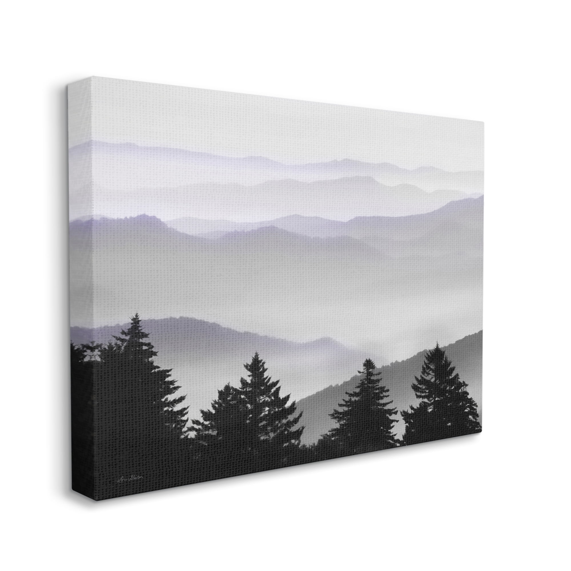 Stupell Industries Pine Trees Silhouettes Foggy Mountain Range Peaks Photograph Gallery Wrapped Canvas Print Wall Art, Design by Lori Deiter