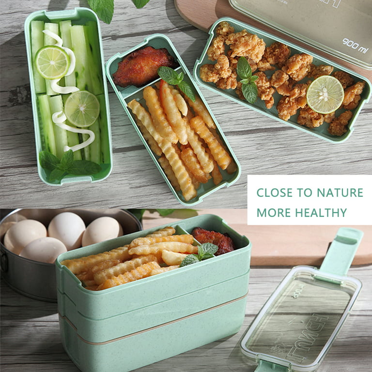 3 Pack Stackable Bento Box Japanese Lunch Box Kit with Spoon