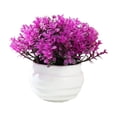 thumbnail image 2 of Dongrere Small Artificial Potted Shrub, Plastic Fake Greenery Plant with White Pot for Home Office Desk Bathroom Tabletop Decor, Purple, 2 of 9