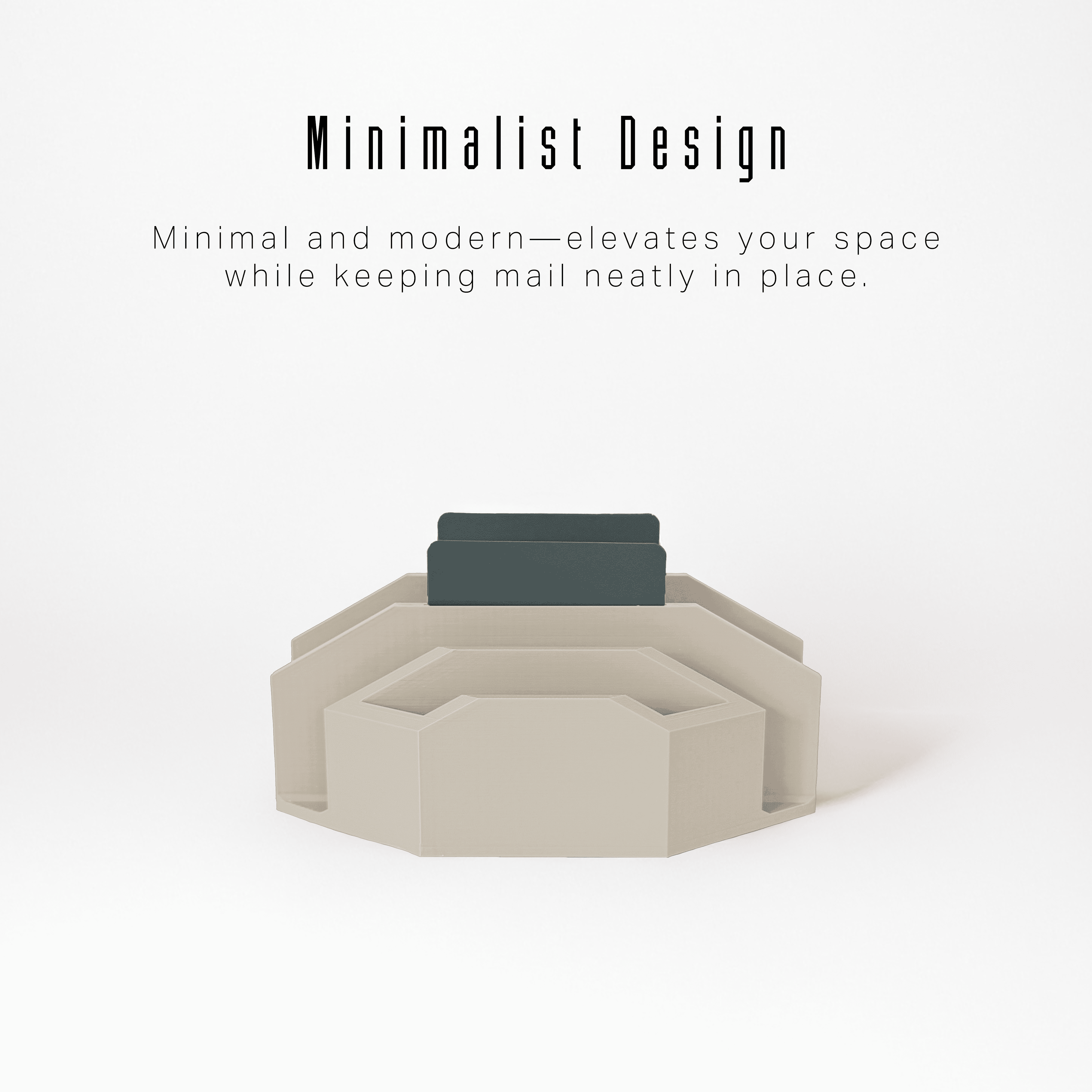 Modern Minimalist Mail Organizer (Bone White) – Compact Desk Mail Holder with Tabs & Small Storage– 3D Printed in Multiple Colors