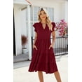 thumbnail image 2 of QINCAO Womens Dresses Summer Casual V Neck Ruffle Sleeve High Waist Flowy Tiered Mini Dress with Pockets S-2XL, 2 of 5
