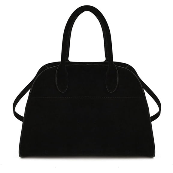 Kwuty Womens Suede Tote Bag, Faux Leather Tote Bag for Women Vintage Top Handle Bag Fashion Retro Shoulder Satchel Bag（Black-Small）