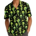 thumbnail image 5 of Neon Space UFO Alien Hawaiian Shirt For Men 80s Aliens Halloween Mens Hawaiian Shirt Mens Short Sleeve Button Dowm Shirt Men, 5 of 7