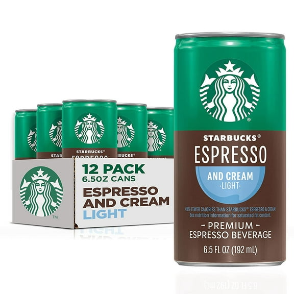 Starbucks Doubleshot Espresso & Cream Light Premium Iced Coffee Drink, 6.5 fl oz Cans, 12 Count