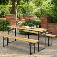 thumbnail image 2 of Costway 3 PCS Beer Table Bench Set Folding Wooden Top Picnic Table Patio Garden, 2 of 10