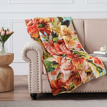 Greenland Home Fashions Senna Floral Boho Reversible Throw Blanket