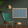 thumbnail image 2 of Art Deco Wall Art with Frame, Repetitive Abstract Modern Age Design Ideas Bicolored Leaves Print, Printed Fabric Poster for Bathroom Living Room, 35" x 23", Yellow Blue, by Ambesonne, 2 of 2