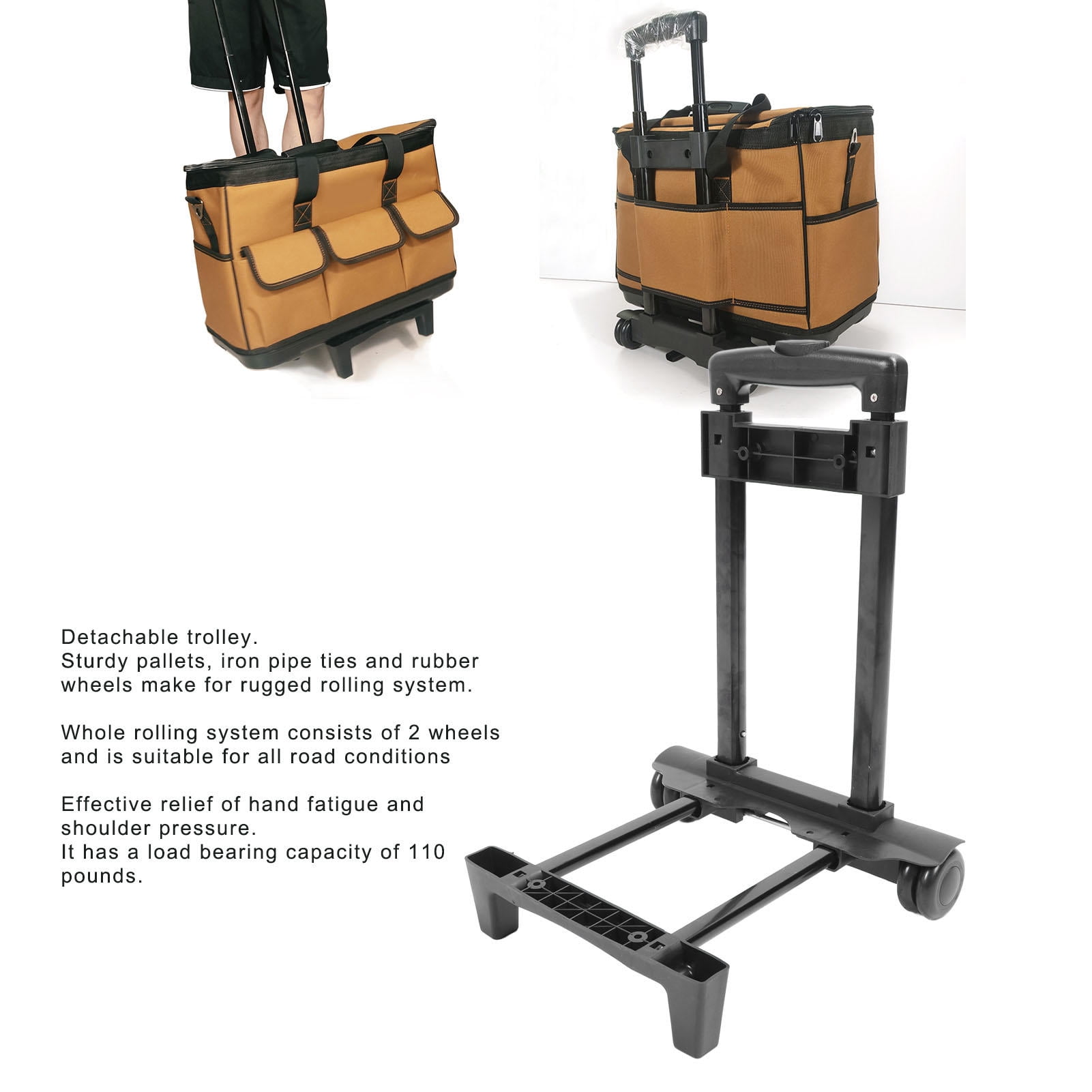 YAHHU Folding Hand Truck – 110‑lb Capacity, 2‑Wheel Design for Electricians & HVAC Tool Kits, Sturdy Iron Tray, Rubber Wheels, Portable & Ergonomic
