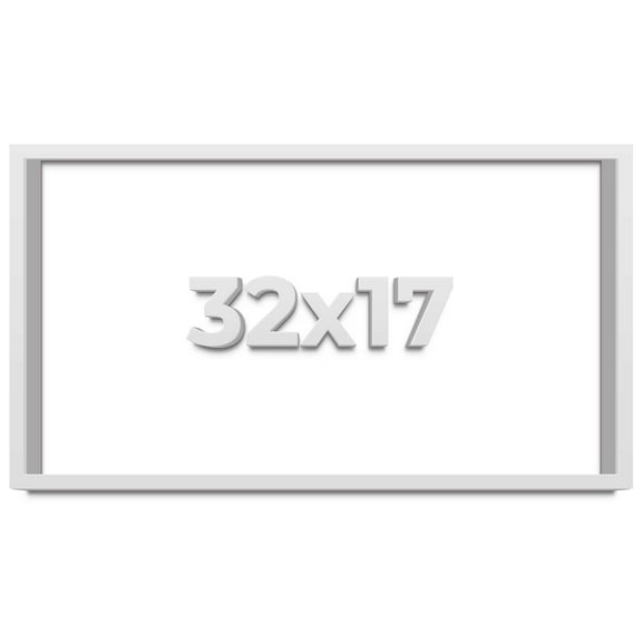 32x17 Shadow Box Frame White | 1 Inches Deep Real Wood Contemporary Shadowbox Display Frame | UV