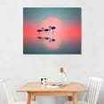 thumbnail image 2 of PRATYUS Canvas Wall Art Picture 20x16in for Living Room Bedroom Fall Decor Reflections of Flamingos at Sunset 20x16in, 2 of 3