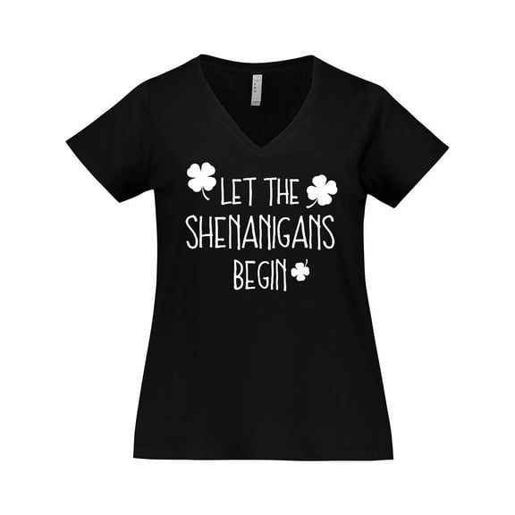 Inktastic Let The Shenanigans Begin Women's Plus Size V-Neck T-Shirt