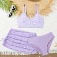 thumbnail image 2 of BOBOGOJP Girl's 3 Piece Swimsuits Floral Bikini Bathing Suit with Cover Up Beach Skirt Bathing Suits For Teen Girls Purple for 8-9 Years, 2 of 6