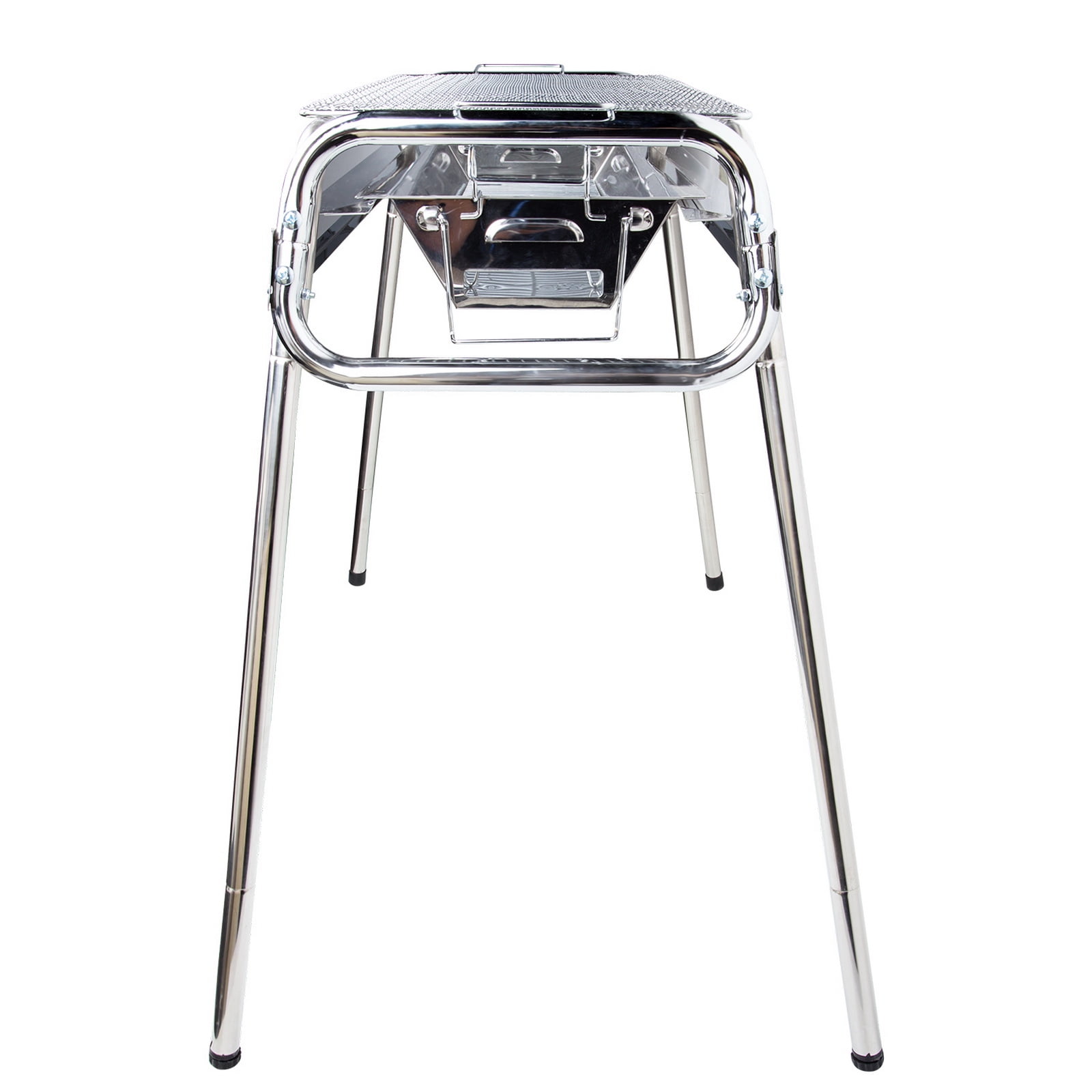 Uten 27" Portable Foldable Charcoal Grill, Stainless Steel BBQ Grill for Outdoor, Patio, Backyard, Camping, Silver