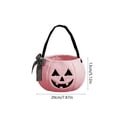 thumbnail image 3 of Small Halloween Pumpkin Basket, Pumpkin Basket Trick or Treat Buckets Goodie Candy Gift Bags with Handle for Halloween Exchange Supplies Pink, 3 of 6